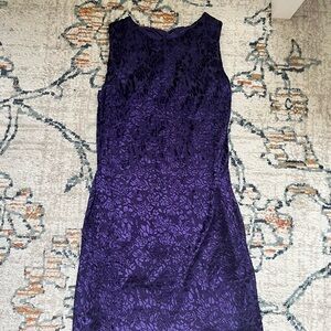 Vintage purple velvet floral mini dress